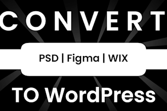 convert clone PSD, figma, wix to wordpress website website