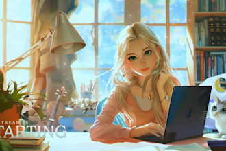 create starting soon screen for streaming animated twitch overlay, brb lofi