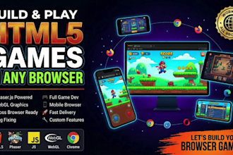 develop a professional HTML5 browser game using phaser, javascript and webgl