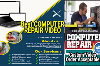 do computer repairing videos or mobile, cell phone, tablet, laptop repair ad