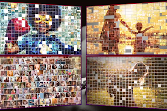 create new photo mosaic slideshow videos, multi slideshow photo collage video