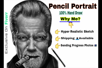 hyper realistic pencil sketch or portrait drawing by hand