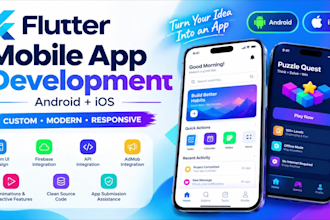 develop flutter mobile app for android and ios