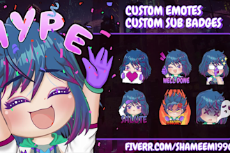 make cool cute anime twitch and discord emotes
