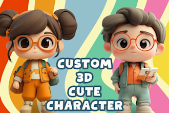 design 3d cute cartoon character modeling for mascot, game, animation