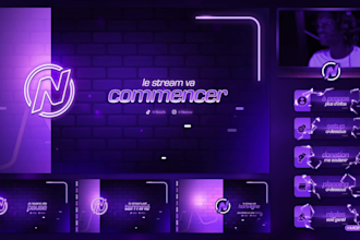 design animated twitch stream overlay and logo