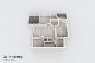 convert hand drawn sketch into detailed 2d floor plan and realistic 3d design