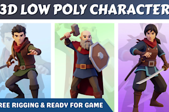 do model 3d low poly character rigging for game asset and animation