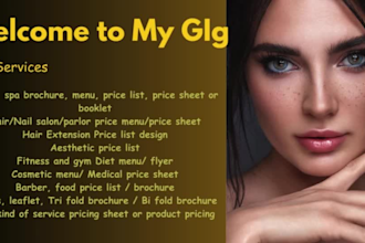design salon, gym, medical, spa menu or all services price list