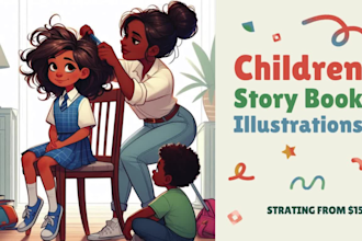 draw children book illustration and book cover