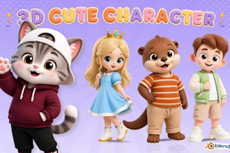 create cute 3d character modeling, cartoon characters and mascot for animation