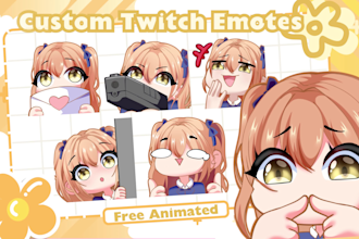draw twitch emotes, chibi emotes, animated emotes, vtuber for stream