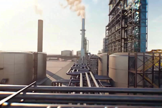 create 3d oil refinery and oil gas process animation