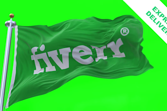 create animation flag in green screen with your logo, text, image