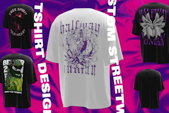 make cool modern streetwear tshirt design with and 2d or 3d mockup animation