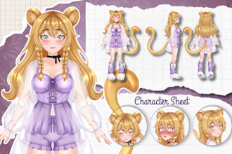 draw custom anime character sheet and reference sheet for vtuber oc