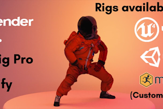 provide expert 3d rigging and animation services for ue4, ue5, blender and unity