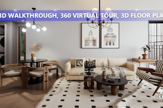 design interior in sketchup with 3d walkthrough, 360 virtual tour, 3d floor plan