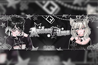 design anime or vtuber banner youtube, twitch, twitter, etc