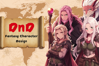 do dnd character art illustration, fantasy character with anime style