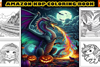 do amazon kdp coloring book pages or amazon drawing book amazon KDP with cover
