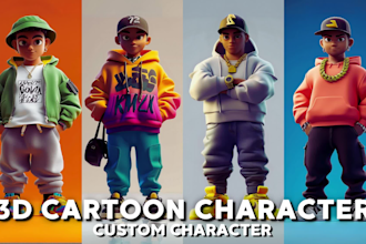 create 3d character modeling for mascot, animation, game, toy in cartoon style