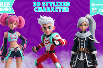 stylized 3d character models for games, animation, and mascots