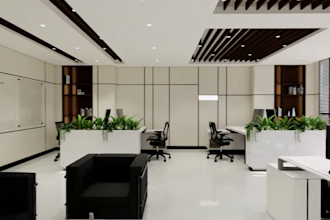 design a modern and efficient office interior and layout