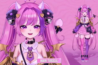 draw and rig vtuber commission model vtuber rigging anime vtuber, vtuber model