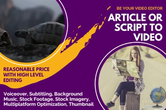 convert article or  script to video in  24 hours