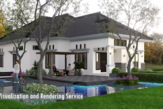 do landscape, front, backyard, pool, patio 3d design and render