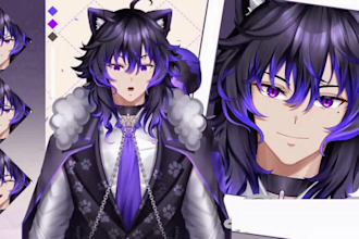 draw 2d vtuber live2d avatar live2d character chibi vtuber anime art for stream