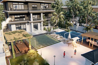 do backyard landscape rendering outdoor garden design, pool, patio design render