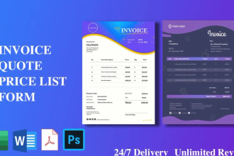 design auto calculated excel invoice, quotation, company letterhead