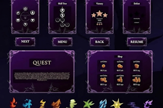 design fantasy and action game UI UX, hud, inventory for your rpg or video game