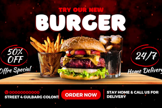 design animated food promo for TV screen or flyer food menu