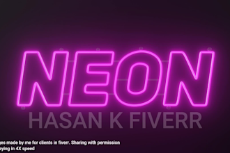 make 3d install animation and image rendering of neon signs