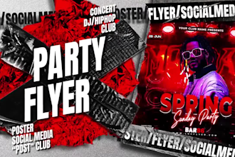 design party or event flyer, christmas flyer,