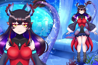 draw and rig 2d vtuber model, live 2d vtuber commission, live2d rigging