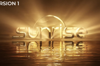 create cinematic sunrise movie logo intro