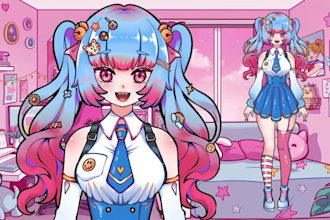 draw custom vtuber model live2d ready to rigging for stream