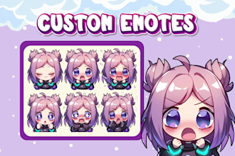create custom cute and chibi twitch emotes and sub badges for your stream