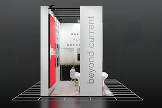 design stunning 3d trade show booth, exhibition stand, backdrops, and banners