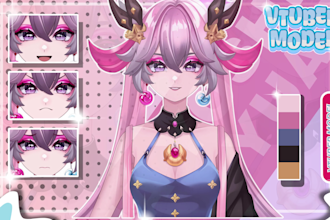 draw live2d model in anime art vtuber model character high quality