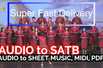 transcript any song to choir satb sstb multi language plus music