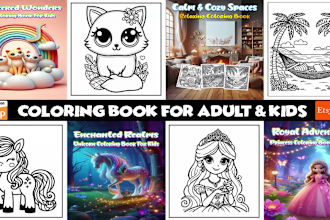 create bold and easy coloring book for KDP amazon KDP coloring book