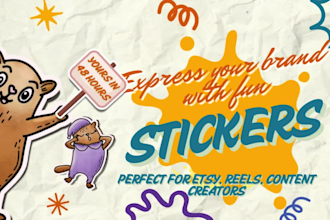 draw cute cartoon stickers for whatsapp, telegram, socials, shops
