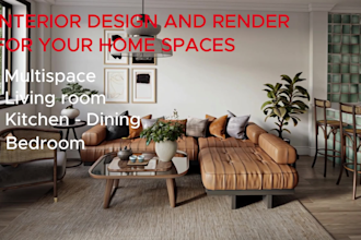 create modern interior design render for your home spaces