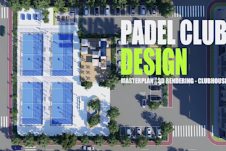 design a padel or pickleball club and sports facility