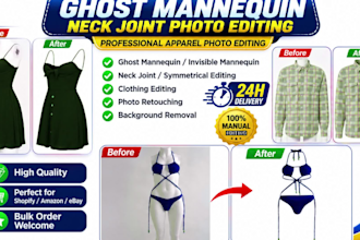 do ghost mannequin, neck joint, and apparel photo editing